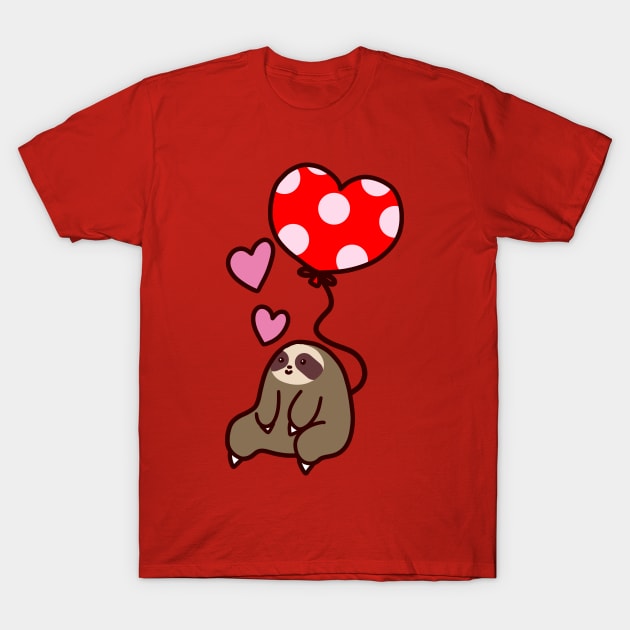 Sloth Valentine Balloon T-Shirt by saradaboru